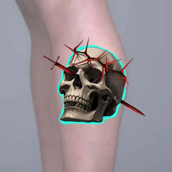 Skull with sword